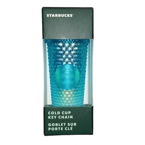 STARBUCKS Shiny Blue Ombré Studded Tumbler Cup Keychain Ornament NIB NWT